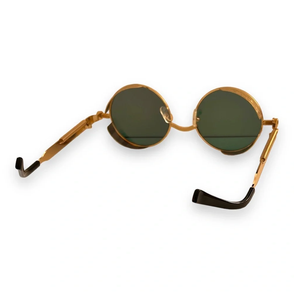 Unisex Round Steampunk Retro Frame Polarized Sunglasses Pink Lens UV400 - Picture 13 of 13